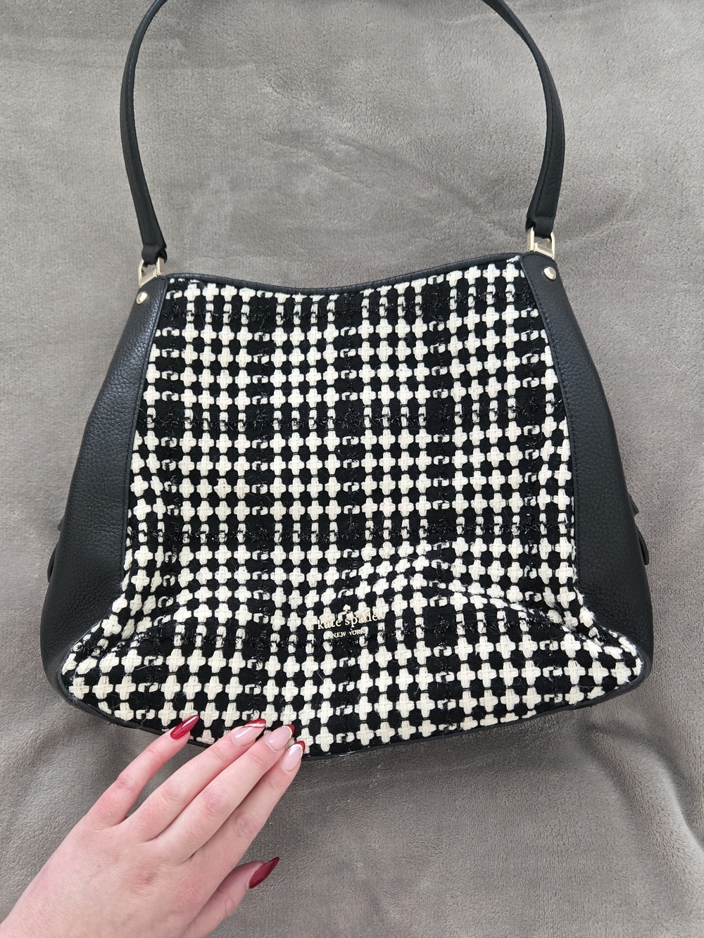 kate spade Black & White Tweed Hobo Bag